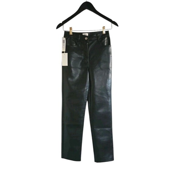 Wilfred Pants - Aritzia Wilfred Pants Melina Black Vegan Leather High Rise Straight Leg Womens 0